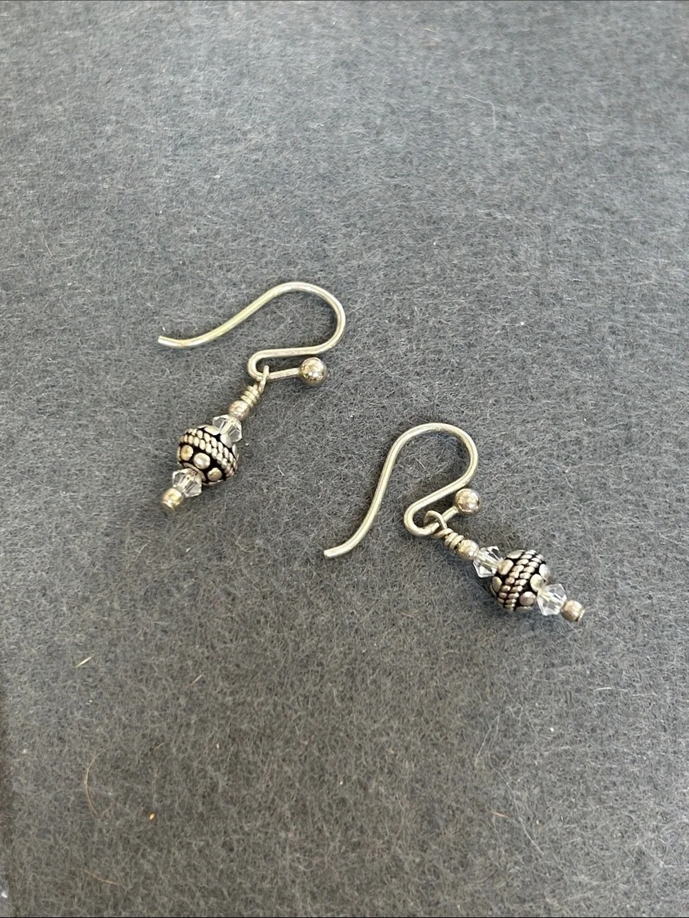Sterling Silver Beaded Drop Earrings - Silver
